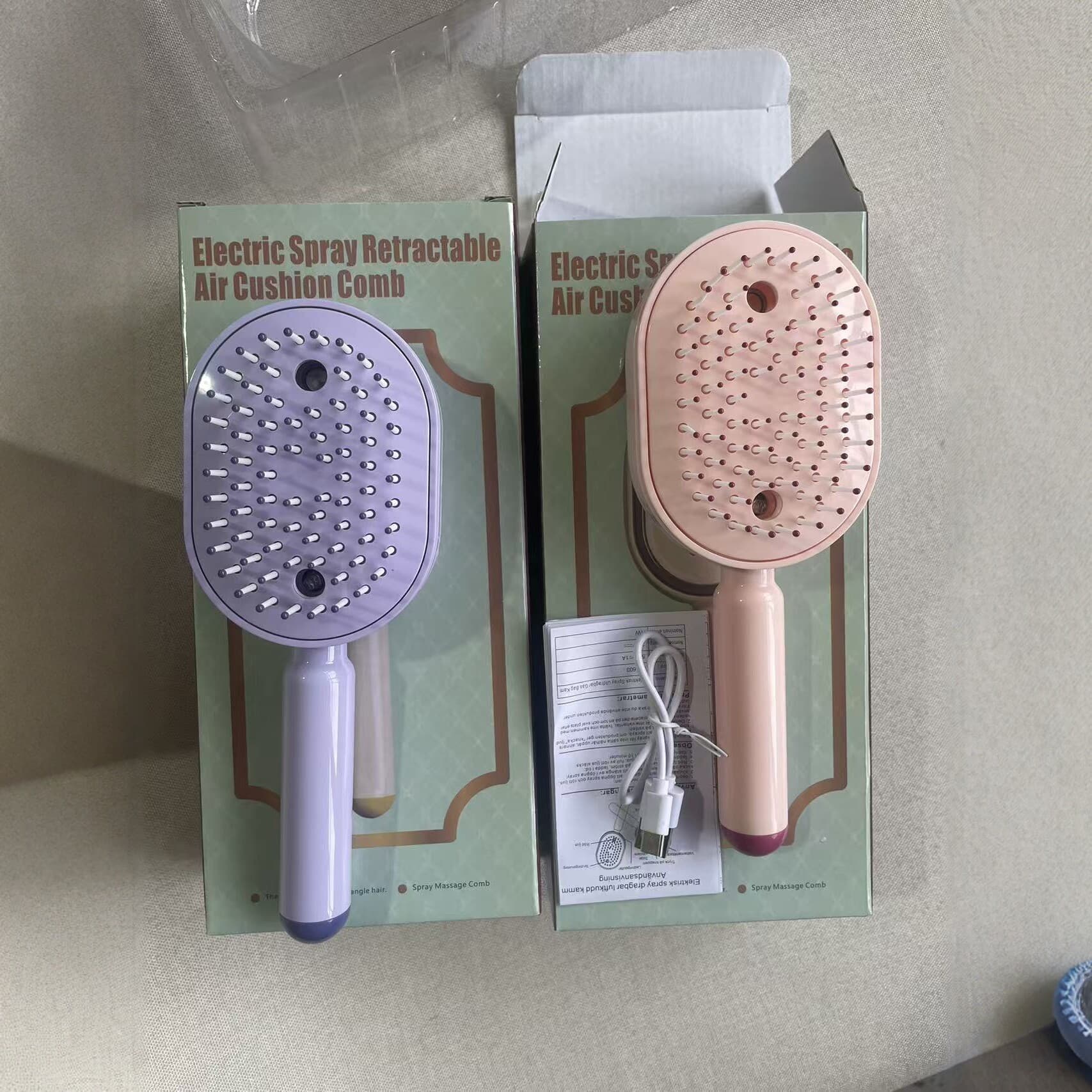 Cross-border Electric Spray Air Cushion Massage Comb with Essential Oil Atomization for Hair Care, Smoothing, Volumizing, Anti-Static, Portable