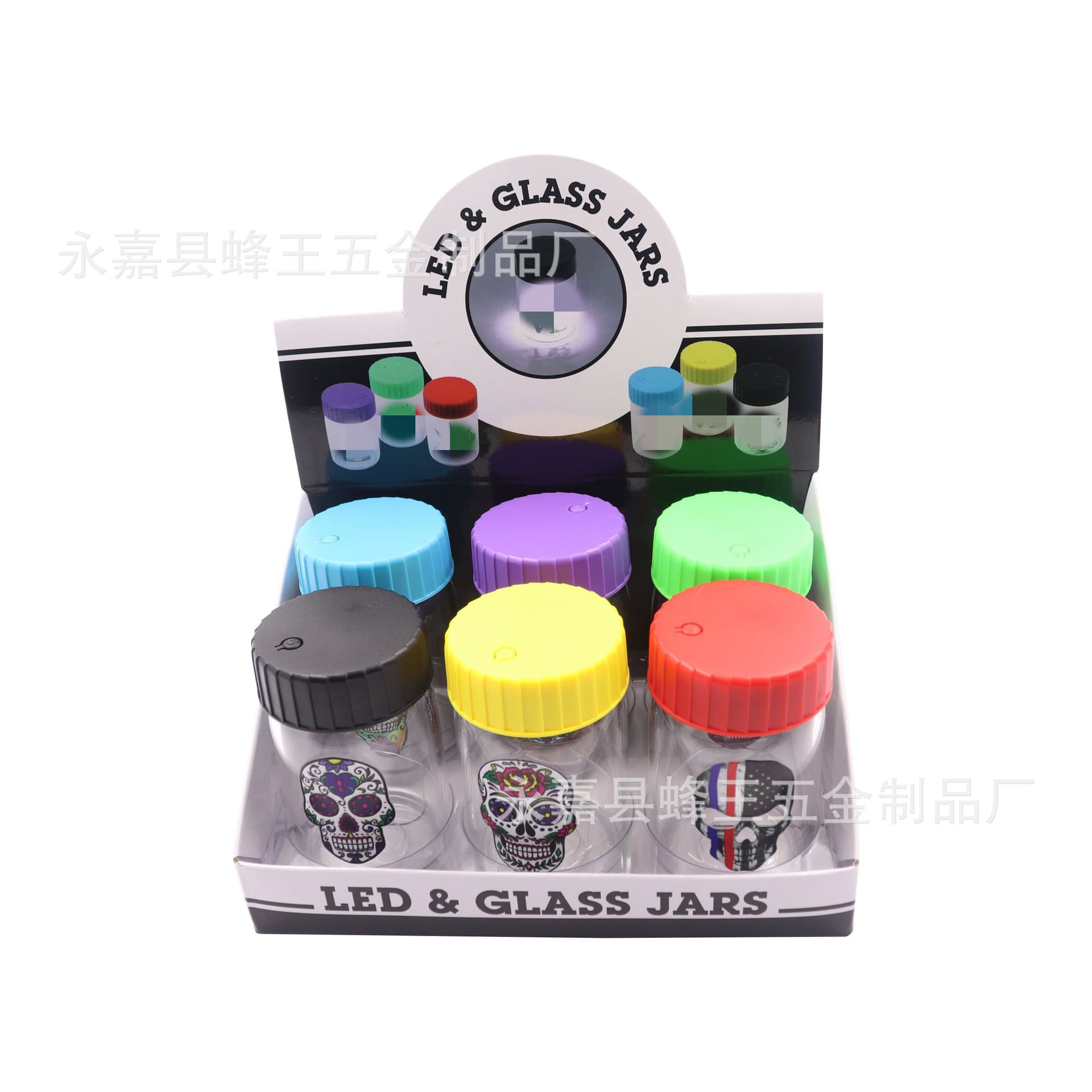 Waterproof Glass Jar with LED Light, Color-Printed Cartoon Pattern, Multi-Functional Storage Container for Smoking Accessories