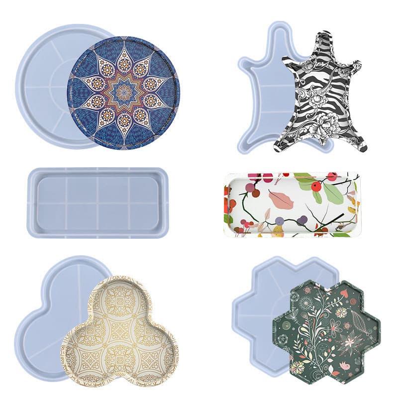 Yumeiren DIY Crystal Epoxy Resin Irregular Tray Mold, Multi-style Tray Fruit Plate Dish Decoration Silicone Mold