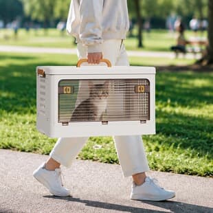 Pet Airline Crate Foldable Multi-Door Opening Large Capacity Breathable Car Storage Box Portable Travel Cat Carrier Bag