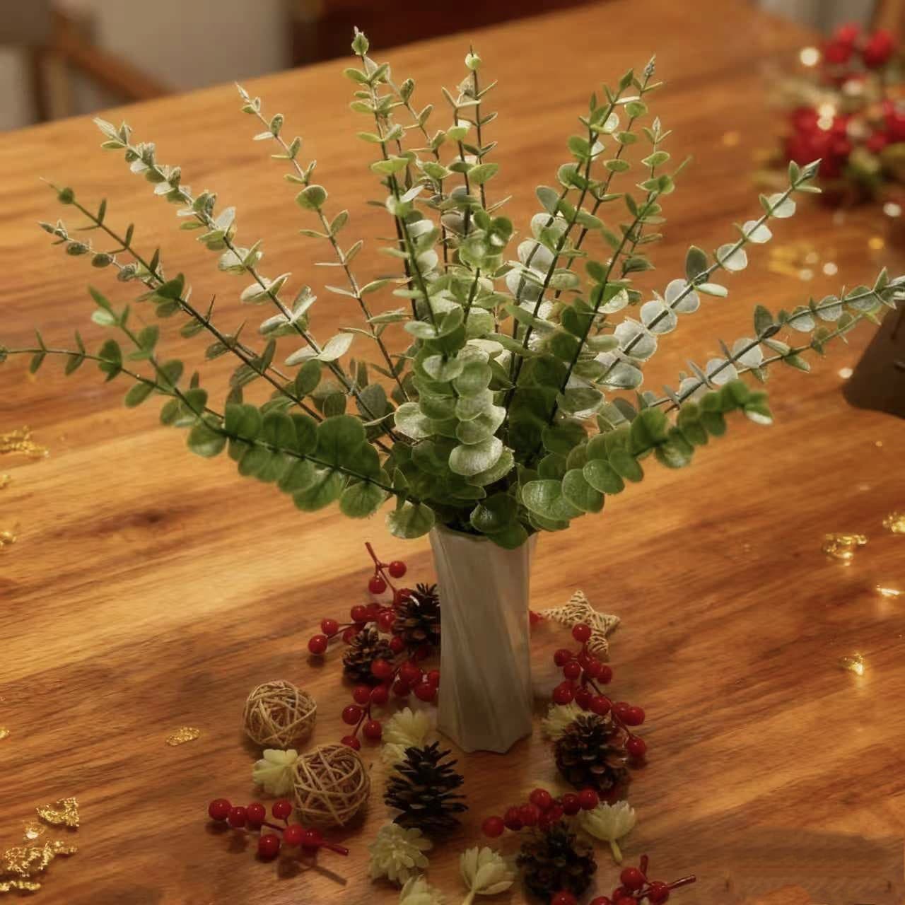 Cross-border simulation soft green plant single eucalyptus leaf wedding home decoration fake flower accessories money leaf accessories arrangement