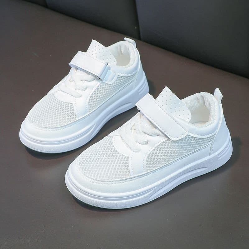 Kids White Shoes Spring Summer New Boys Girls Mesh Breathable White Sports Shoes Student Casual Running Shoes