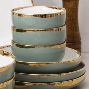 Special Offer Gold Rim Bowl and Plate Set, Tableware Set, Trendy Home Combination, Housewarming Gift, Ceramic Bowls and Plates Set