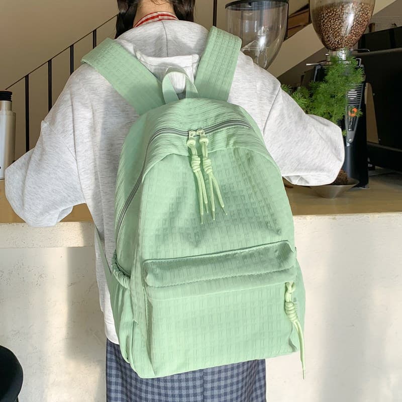 Korean style schoolbag for female college students, fashionable and simple solid color computer backpack, large capacity travel backpack for junior high school students