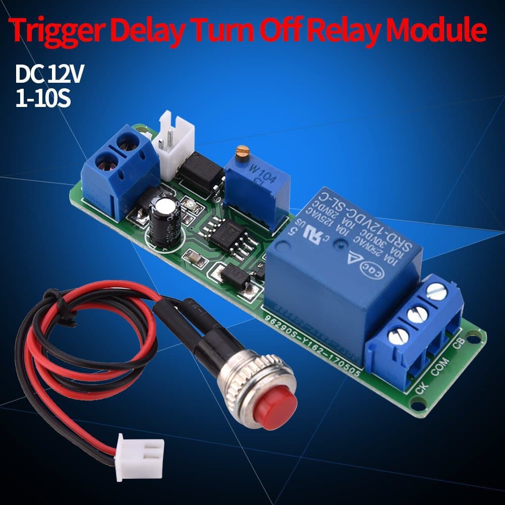 External Button Trigger On, Delay Off, Adjustable Time Relay Switch Module 5V/12V