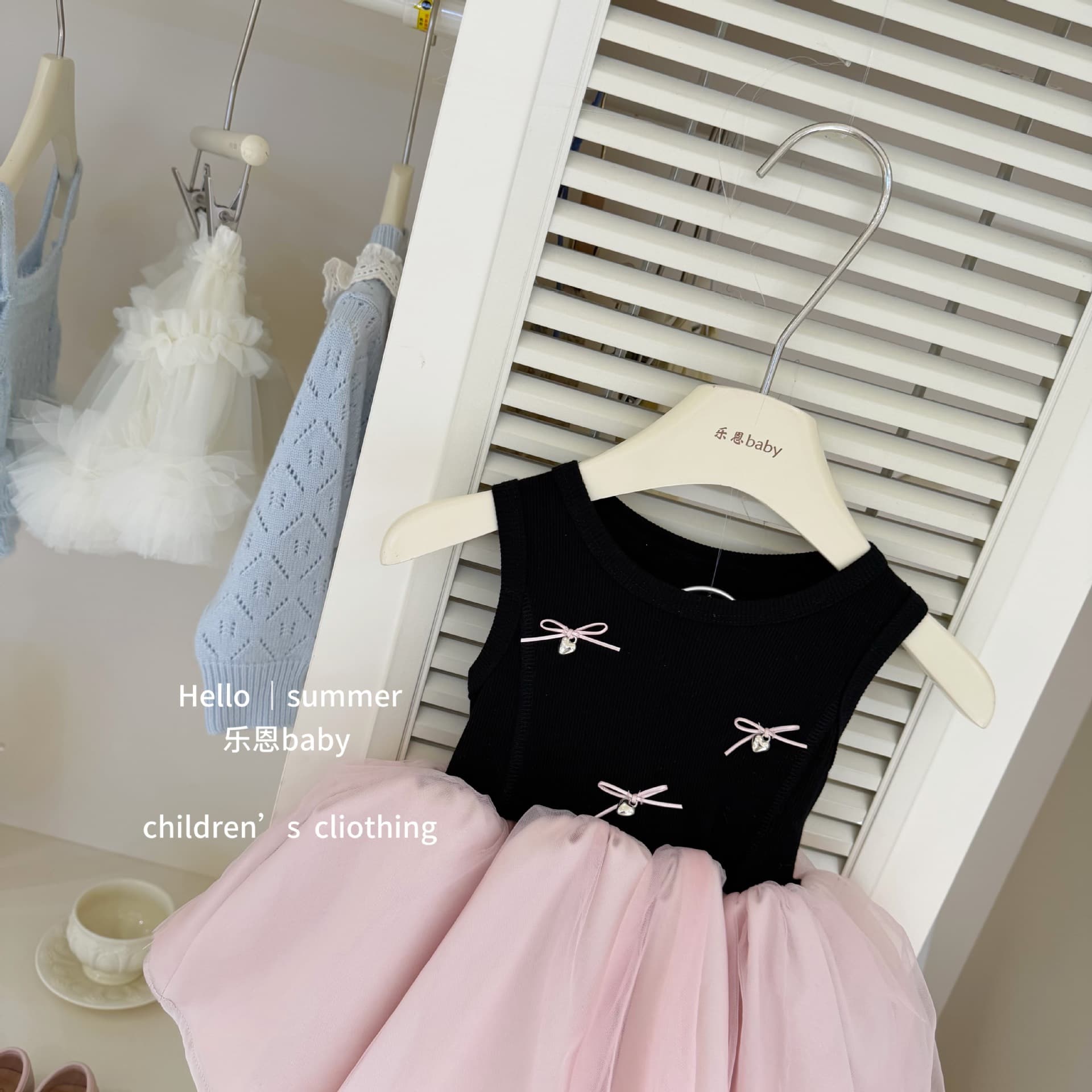 [Le En Kids] Original Design Summer Girls Black and Pink Ballet Dress Fashionable Backless Princess Dress