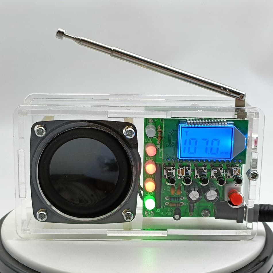 FM Tuner Digital Radio DIY Kit with Audio Level Indicator, Campus Broadcasting Kit, Good Signal