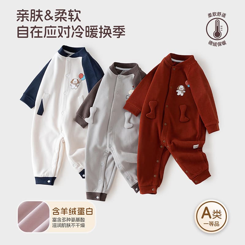 Baby Onesie Monk-style Clothes Infant Newborn Clothing Autumn Winter Bodysuit Warm New Long Sleeve Romper Full Month