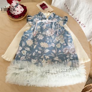 Ningli New Year Dress Girl Cheongsam Princess Dress Autumn Winter One-Year-Old Formal Wear Baby Girl Tang Suit Hanfu Skirt