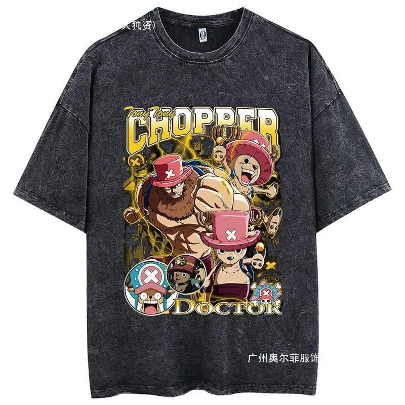 Roronoa Zoro T-Shirt Oversized Acid Washed Tee Print Retro V