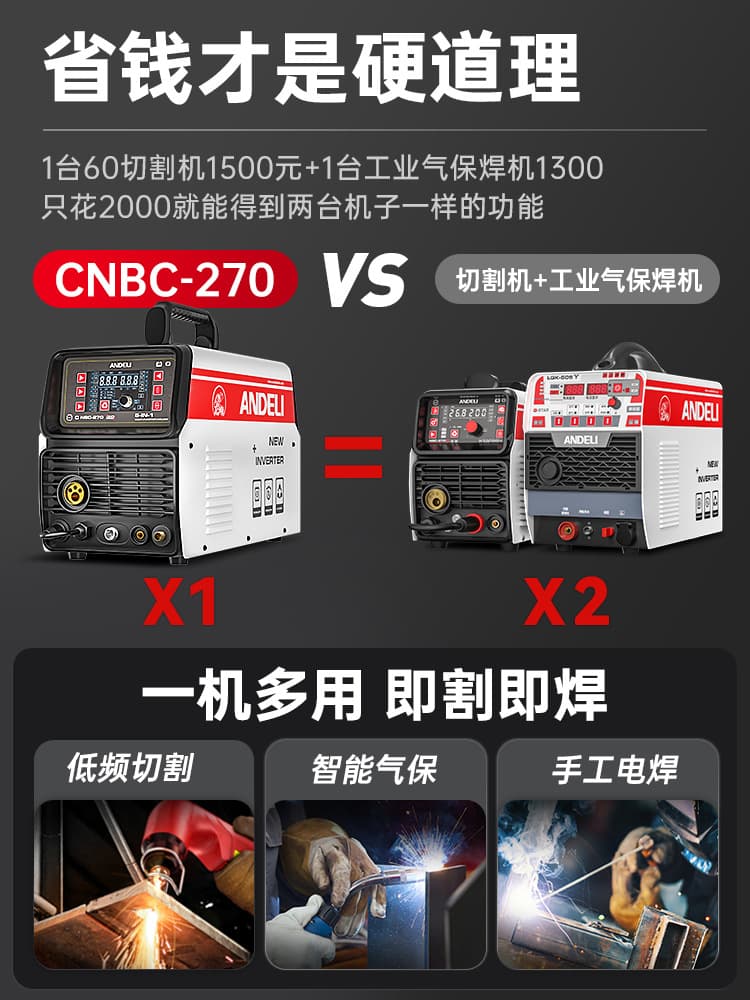 ♔ Andeli Plasma Cutter Gasless MIG Welder All-in-One Welding Machine TIG Welder Industrial Grade Yatong