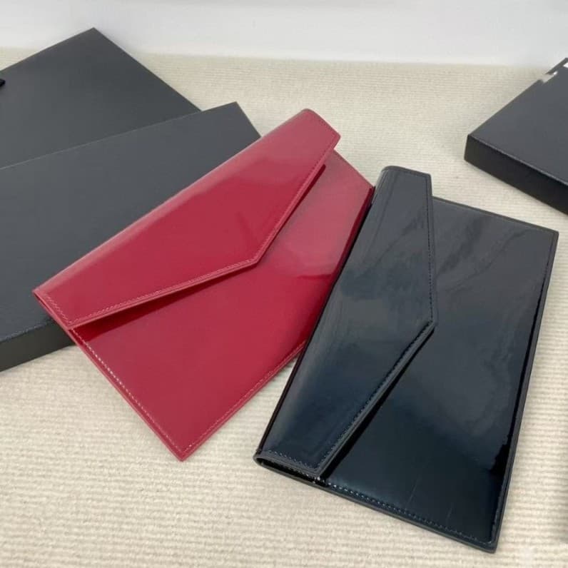 Minimalist Fashion Canvas PU Trim WOC Envelope Bag Patent Leather Phone Bag Card Holder Coin Purse Lipstick Bag