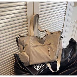 Cross-border Casual Solid Color Nylon Tote Bag New Large Capacity Commuter Cloth Bag Simple Lightweight Shoulder Crossbody Bag