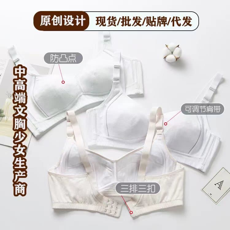 High School Girl's Bra Summer Thin Big Chest Showy Underwear Puberty No Steel Ring Bra for Junior High School Students