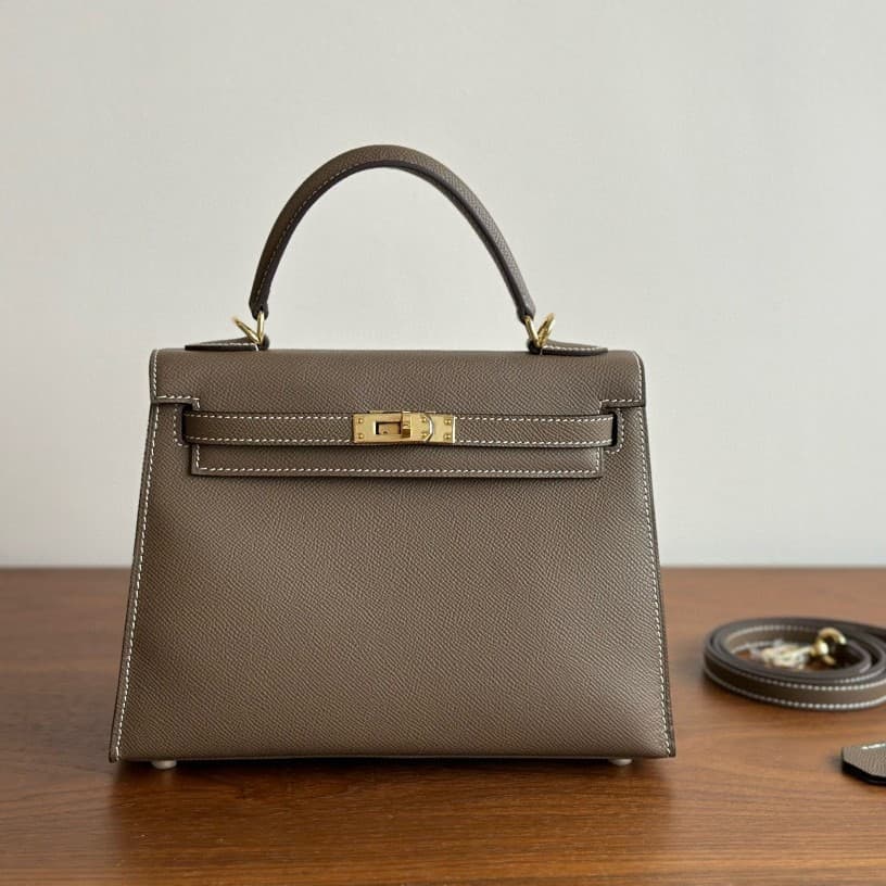 Cross-border Exclusive 25 Kelly Epsom Leather Top-Grain Cowhide Kelly Bag Fashion Versatile Shoulder Crossbody Handbag for Women