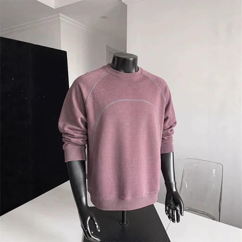 Design Contrast Stripe Casual Versatile Hoodie for Men 2026 Spring/Autumn Sports Crew Neck Loose Long Sleeve Tee