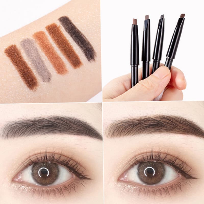 Double-Ended Automatic Rotating Eyebrow Pencil Refill, Waterproof, Sweat-Proof, Smudge-Proof Eyebrow Pencil Set Replacement Core