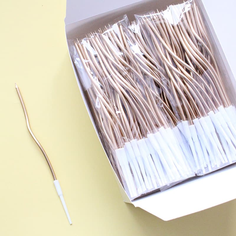 Wholesale Paper Box Bulk Slim Spiral Candles Gold Silver Birthday Party Decoration Curved Cake Candles