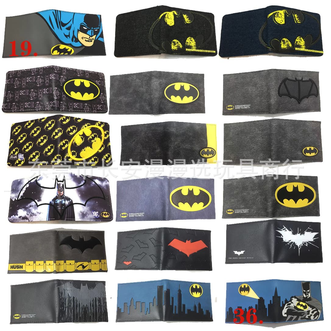 2 popular movie superhero wallet anime Batman 2 fold PVC Bruce Wayne character storage folder