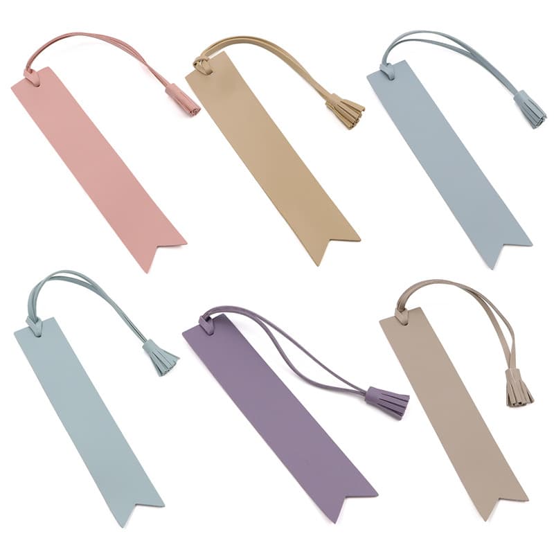 Creative Morandi Color Double-Sided Leather Bookmark with Tassel Page Marker for Notebooks, Reading Bookmarks, Page Markers