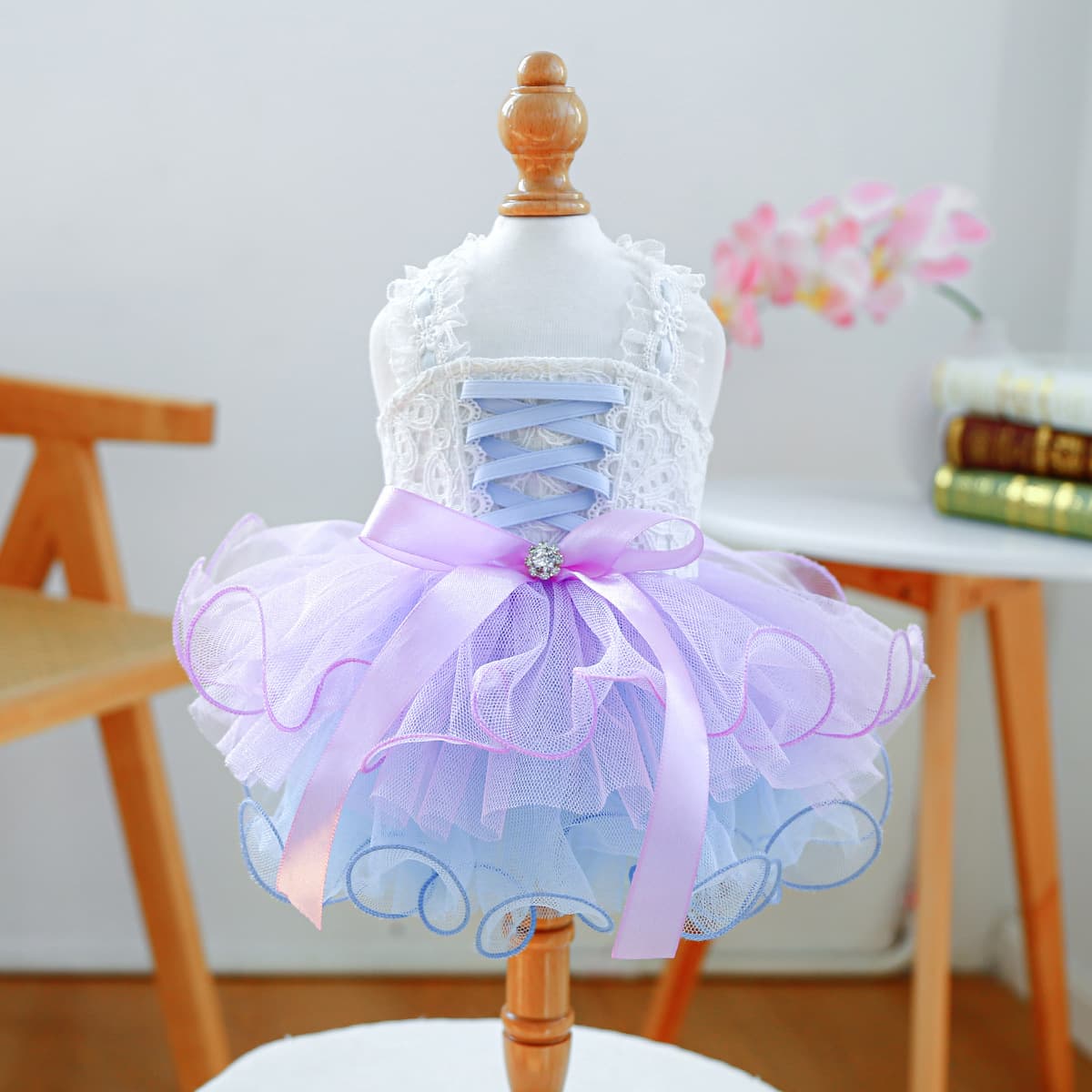 PETCIRCLE Pet Circle Pet Clothing Dog Cat Apparel Fluffy Tulle Blue Galaxy Wedding Dress