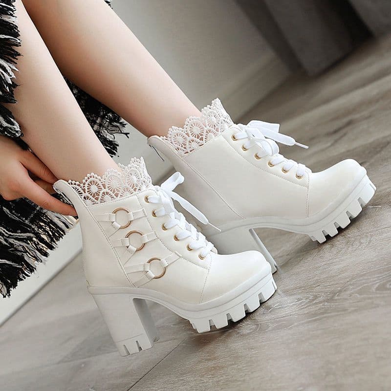 Nunbai 2025 Autumn/Winter New High Heel Martin Boots Women Short Boots Chunky Heel Versatile Platform