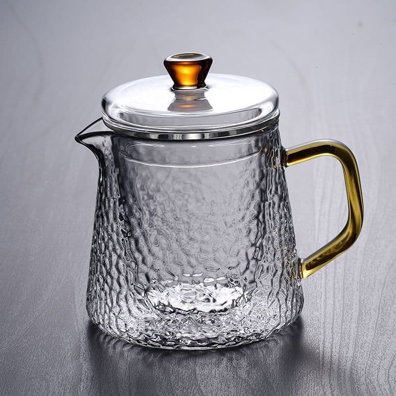 Thickened Glass Flower Teapot Kung Fu Tea Pot Hammer Style Office Boiling Teapot Heat Resistant Tea Pot Boiling Water Teapot suit