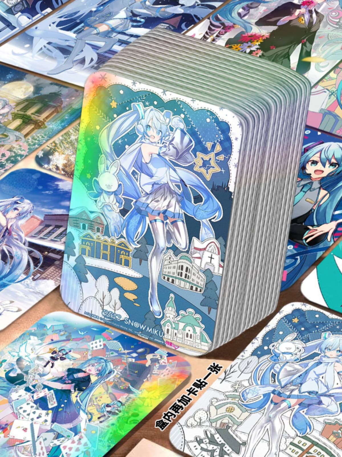 55 Hatsune Miku Laser Mini Cards Anime Cartoon Card Stickers Flash Cards Original Small Cards LOMO Cards