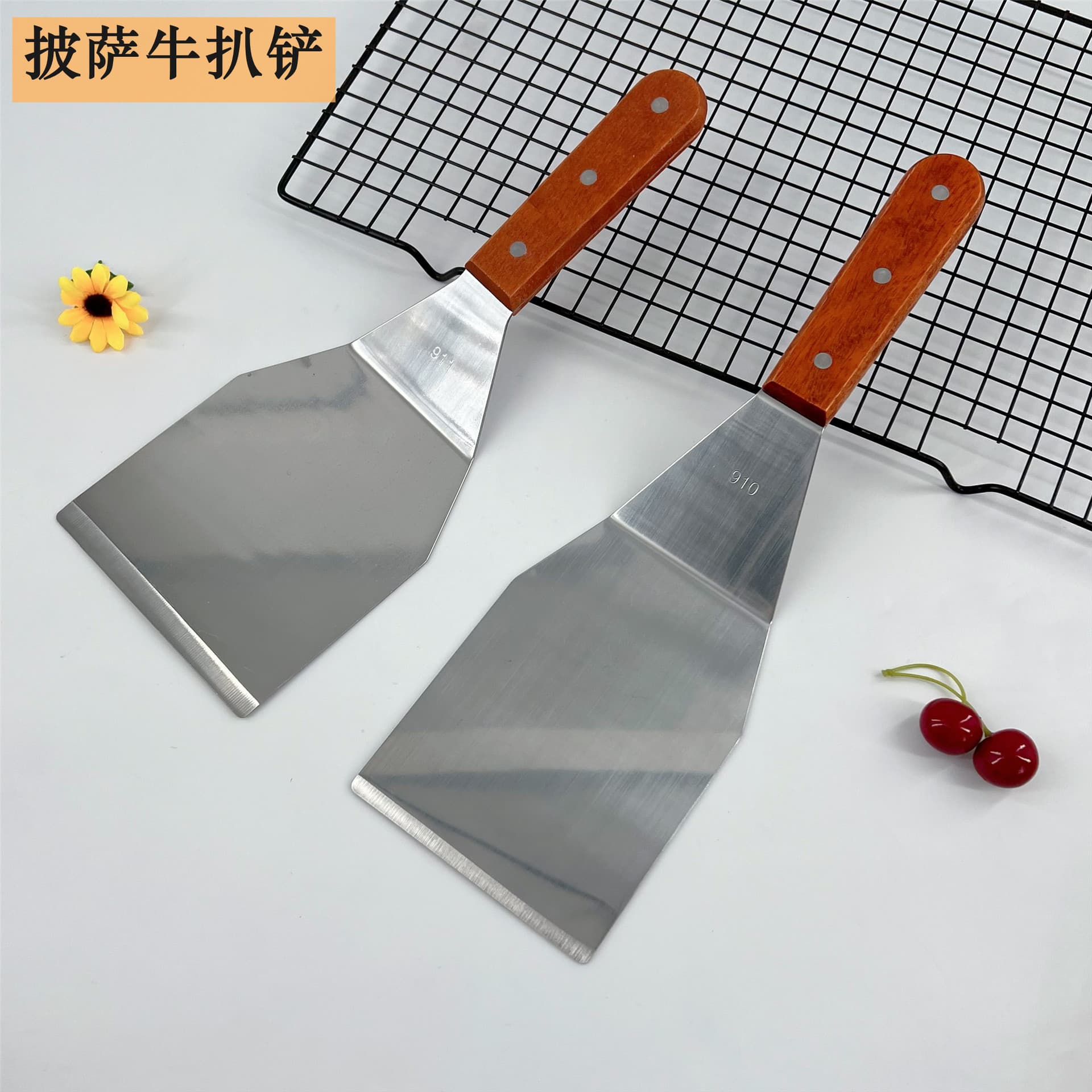 In Stock Factory Kitchenware Spatula Flipper Stainless Steel Spatula Teppanyaki Spatula Cooking Spatula Steak BBQ Tool Set