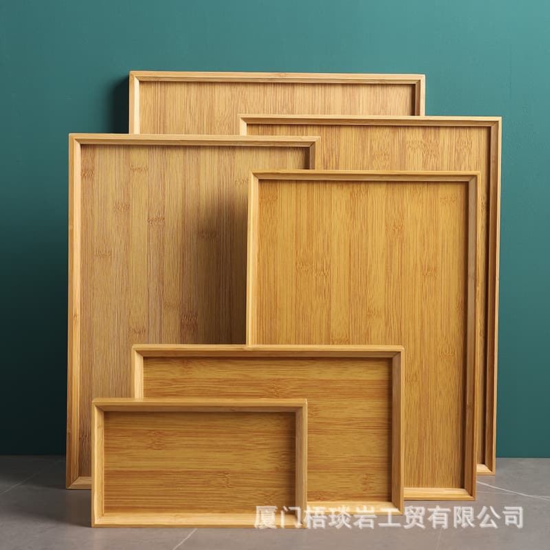 Bamboo tray wooden Japanese tea tray household rectangular tea cup tray bread plate serving dish supports dropshipping