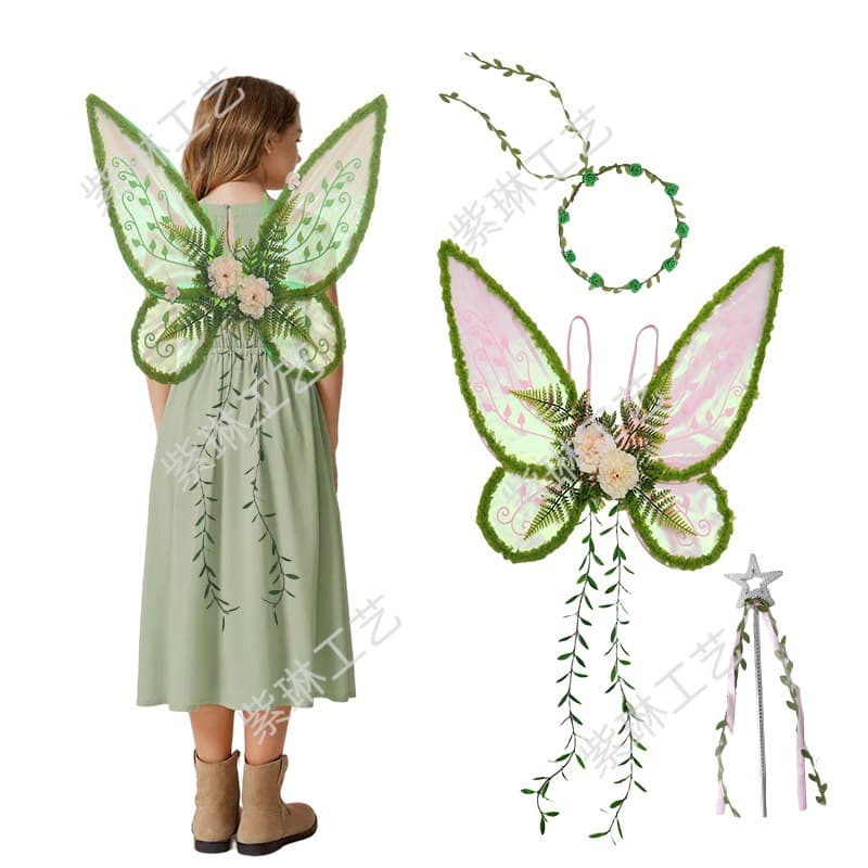 Zilin 2025 New Arrival Cross-border Holiday Party Cosplay Butterfly Wing Back Decoration Leaf Elf Ornament Wings