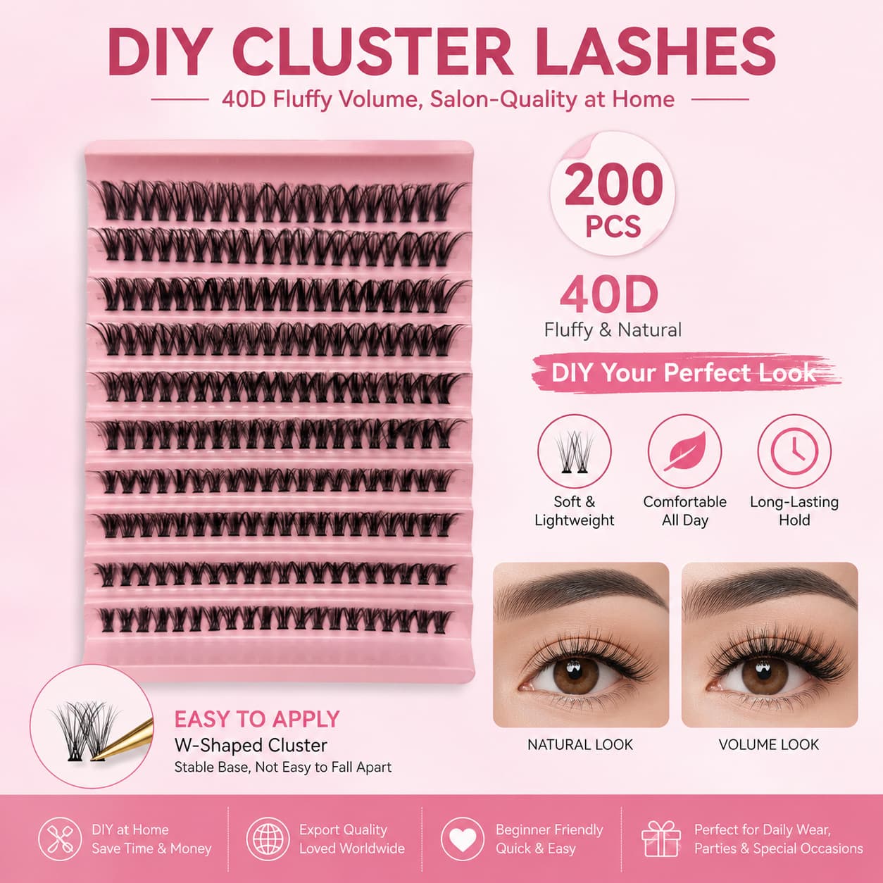 Thickened European and American False Eyelashes Extended Single Cluster Flower Hair 8-16mm Plastic Black Stem Artificial Fiber