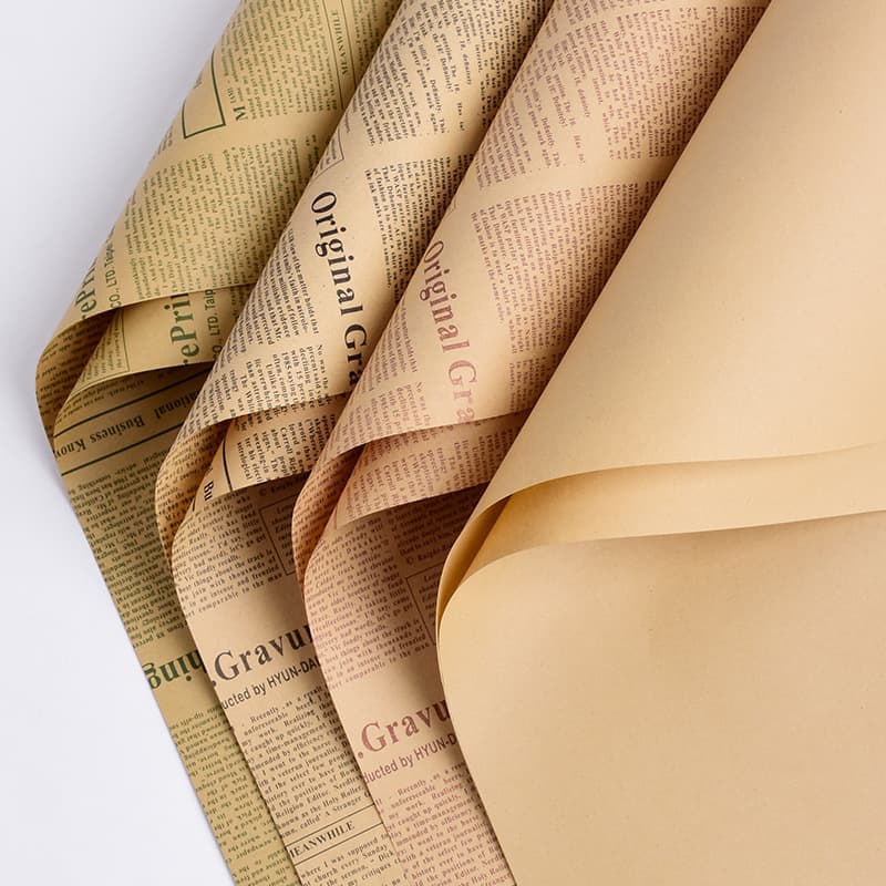 Retro style English newspaper kraft paper flower wrapping paper material photo background paper package flower paper gift wrapping paper