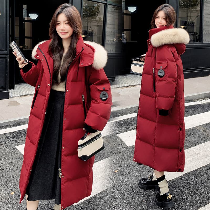 Extreme Cold Series 2025 New Arrival Extra Thick Plus Size Long Angora Red Long Winter Down Jacket Women 219