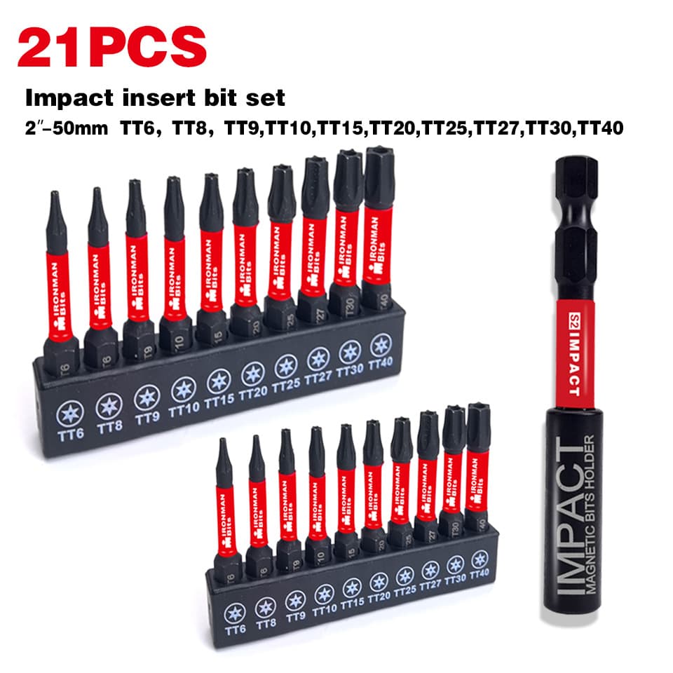 Black Base 50MM Torx Bit Set with Holes, Black Color Ring S2 Material Impact Resistant, Hot Selling for Cross-border