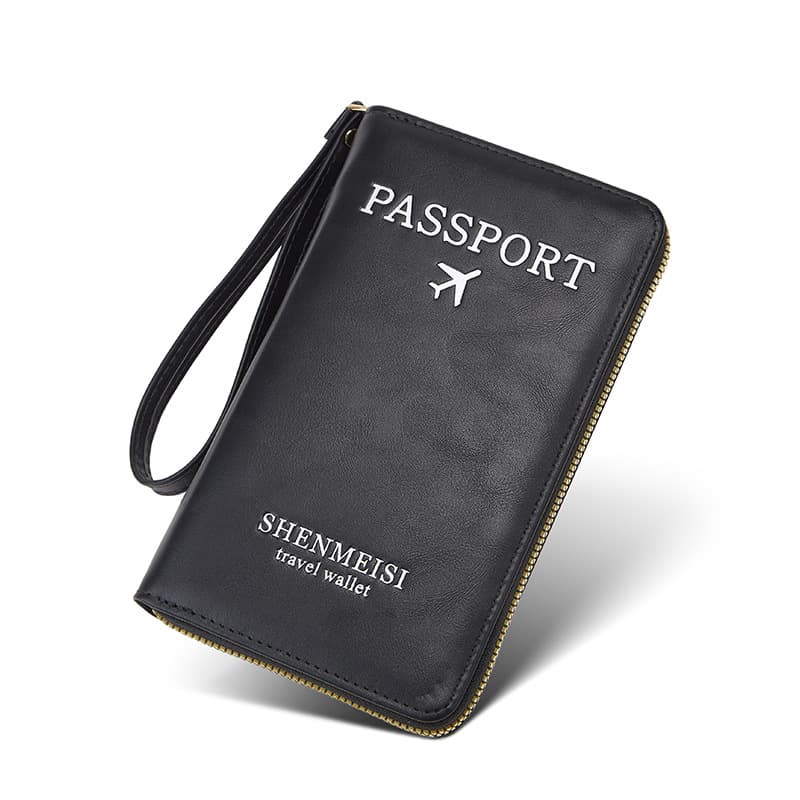 Cross-border RFID Long Passport Holder Ticket Organizer Document Wallet Multi-functional Travel Zippered Passport Case Anti-skimming