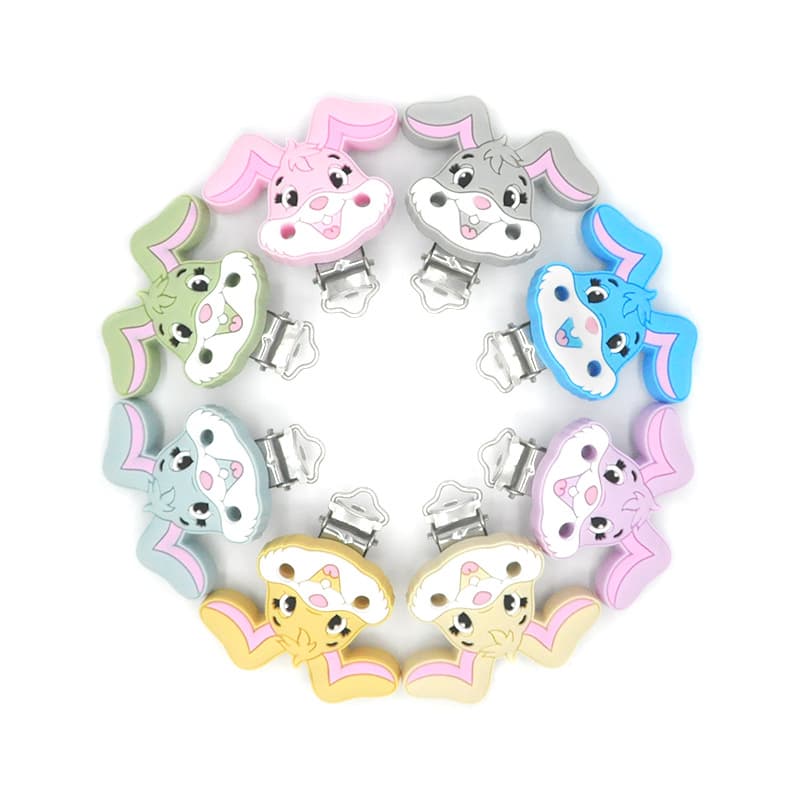 New Baby Silicone Teether Metal Clip Teether Beads Pacifier Clip Silicone Pacifier Chain Teething Toy Wholesale