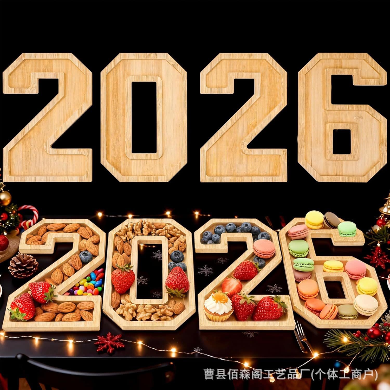 Solid Wood Number Tray Deli Board Graduation Party Decorative Plate Wooden Graduation Dinner Plate 2026 Number Tray