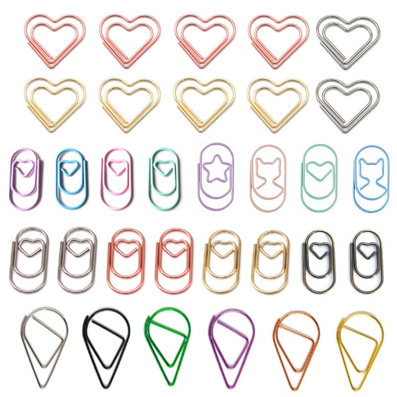 Cross-border wholesale of colored heart-shaped paper clips, creative macaron-colored droplet-shaped mini clips.