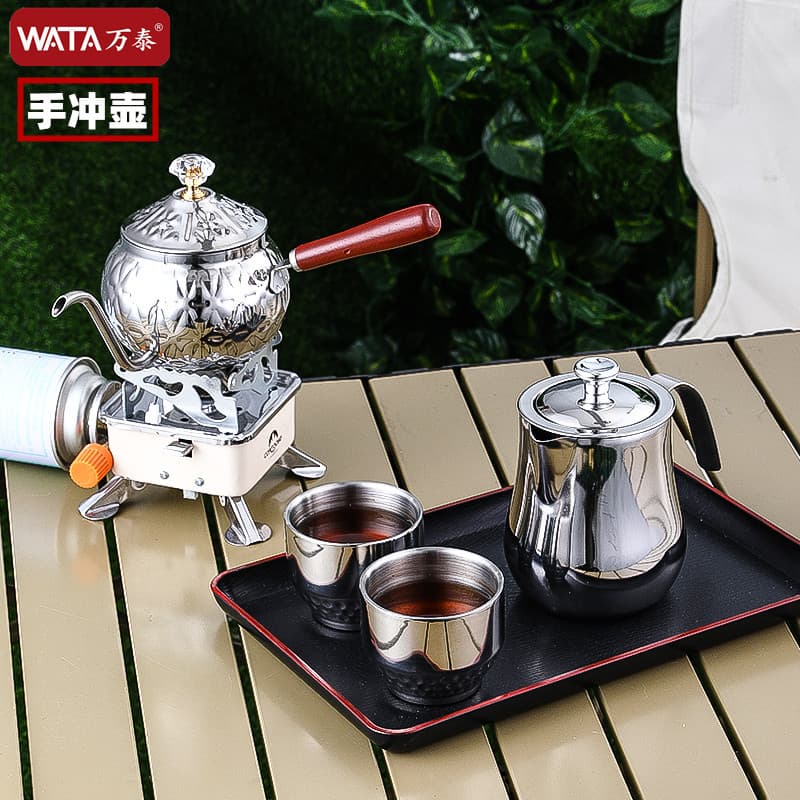 304 Stainless Steel Coffee Pot, Outdoor Outdoor Fireplace Teapot, Hand-Drip Kettle, Home Use, Rustic Pottery Coffee Cup, Latte Art Cup