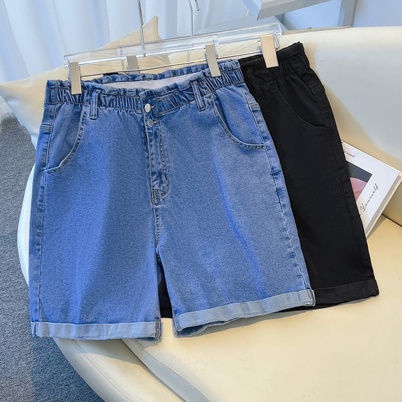 Plus-size cargo pants for 200/300 lbs, high-waisted, loose-fitting five-point jeans for summer, 3188 yuan.