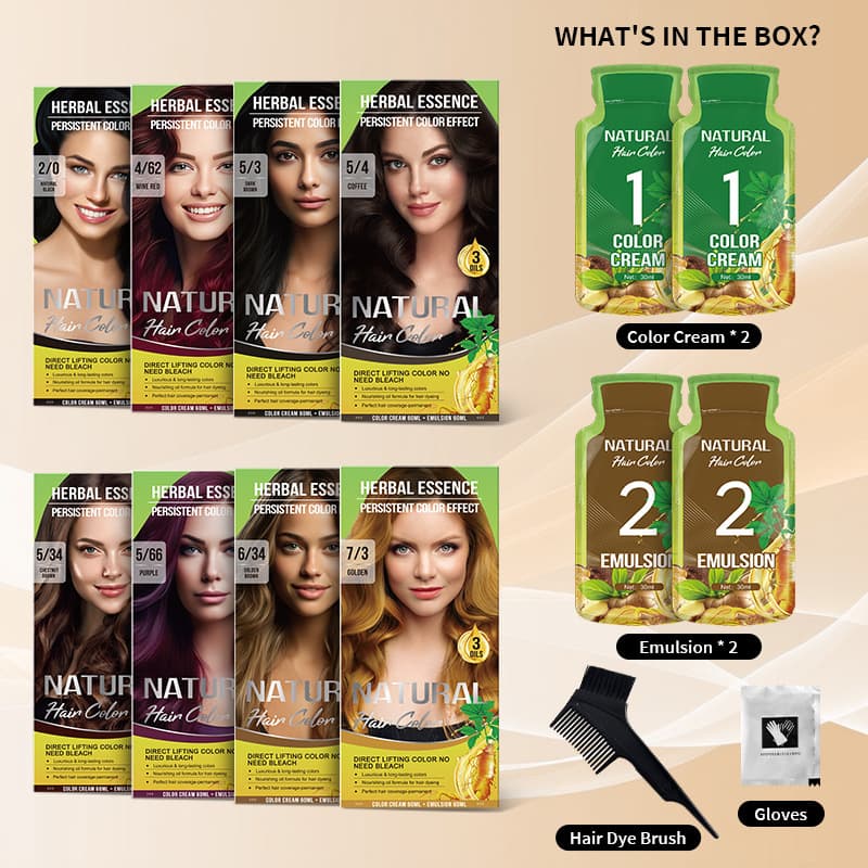 Foreign Trade English Hair Dye Dual-Tube Pure Plant Essence Multi-Color Self-Dyeing Cream Covers Gray Hair Ready Stock Wholesale