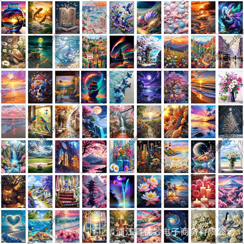 Amazon Cross-border DIY Diamond Painting Landscape Courtyard Scenery 5D Full Drill Living Room Decorative Painting New Product Factory Wholesale