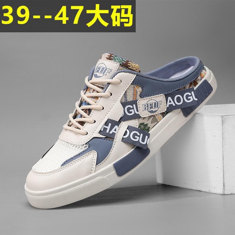 Baotou Slippers for Men Summer Autumn Breathable Slip-on Half Slippers Men's Casual Sports Single Mesh Shoes
