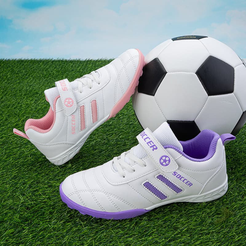 Girls' Student Competition Shoes Outdoor Non-Slip Velcro Sports Shoes Football Shoes Short Stud Training Shoes for Girls