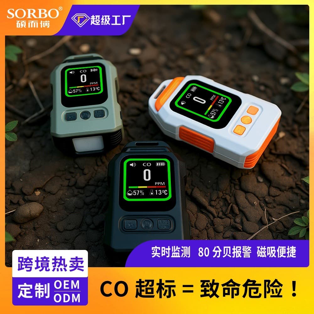 Customizable cross-border hot-selling portable CO concentration detector for indoor/outdoor use with magnetic attachment