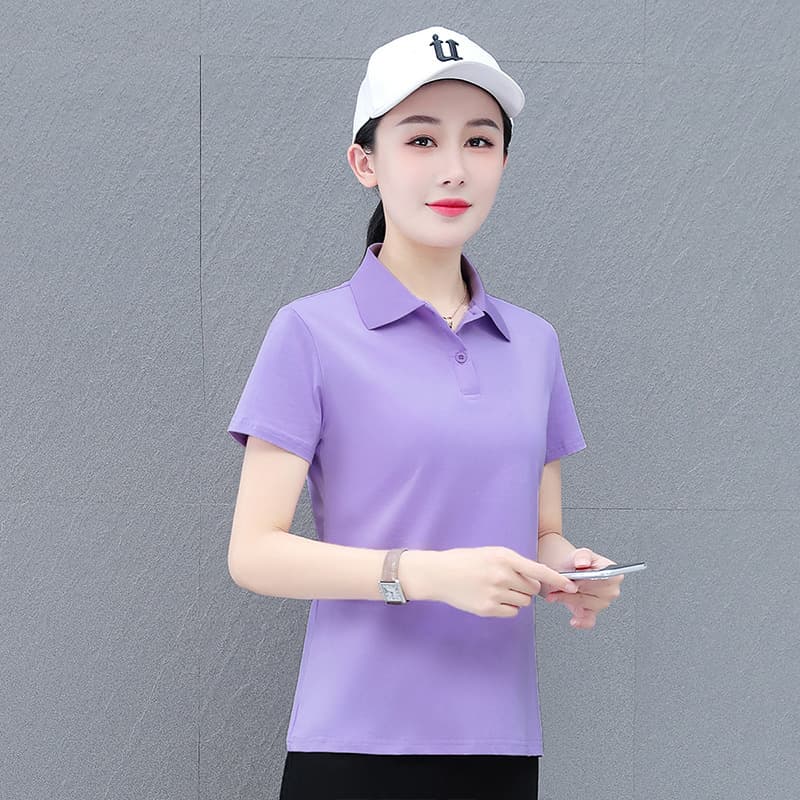 New Classic Casual Short Sleeve Polo Shirt for Women 2025 Cotton Casual Sports Turn-down Collar Polo Top