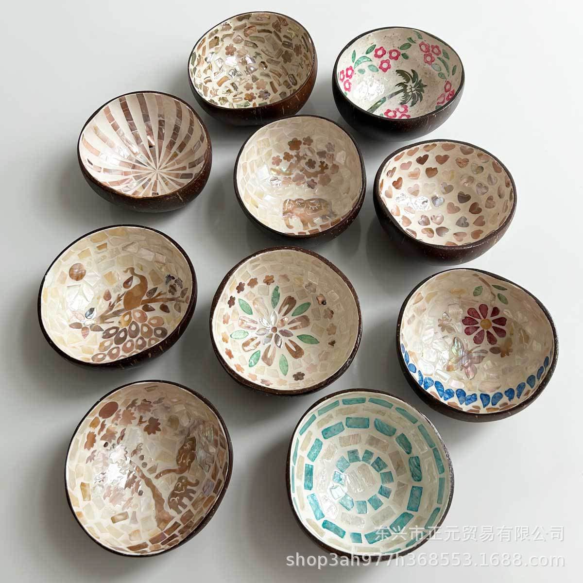Coconut shell bowl entrance key storage plate shell coconut tableware bowl home decoration storage bowl candy melon seed plate coconut