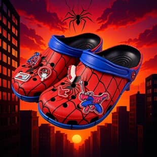 Crocs New Spider-Man 2 Parent-Child Same Style Crocs Sandals, Outdoor Non-Slip Casual Sandals, Wholesale