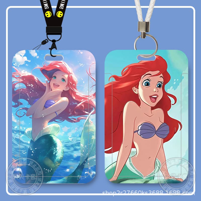 Classic Cartoon Princess Student Sliding Card Case for Meal Cards, Bus Cards, ID Cards, Access Cards, and Campus Cards